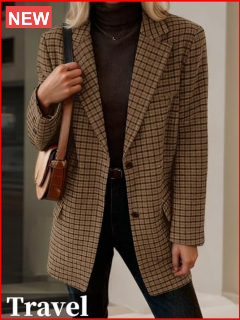 Polyester Blend Wool Blazer Jacket Loose Fit Business Casual - Picture 4 of 7